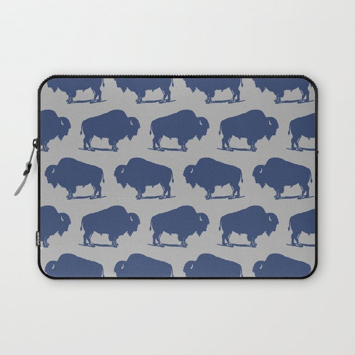 Buffalo Bison Pattern Blue And Gray Laptop Sleeve