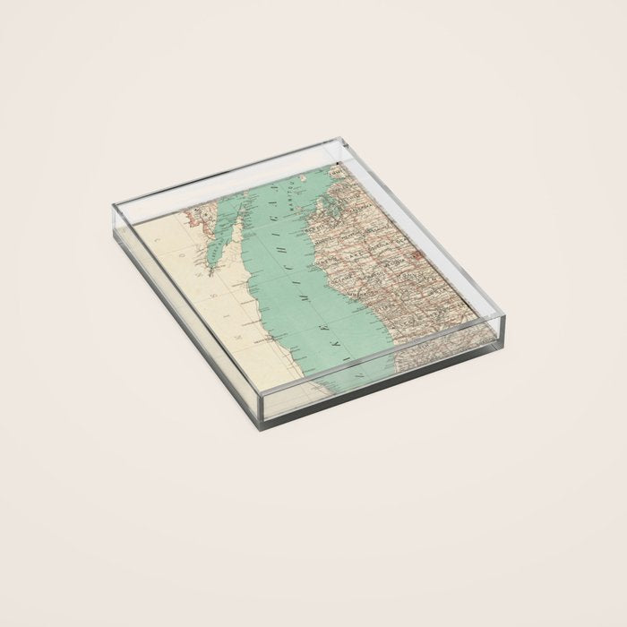Vintage Map Of Lake Michigan (1888) Acrylic Tray