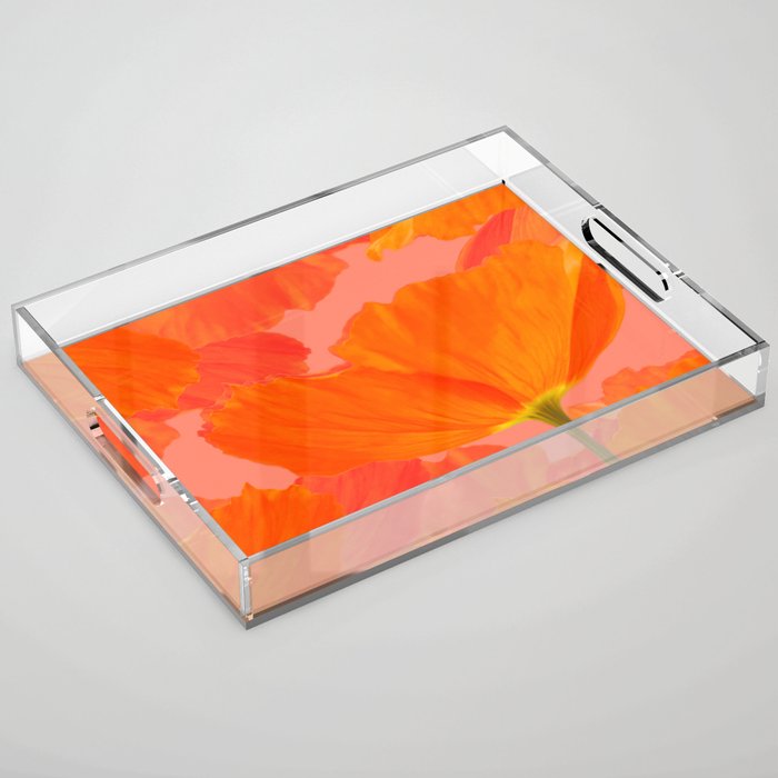Beautiful Poppies Coral Color Background #Decor #Homestorie #Buyart Acrylic Tray