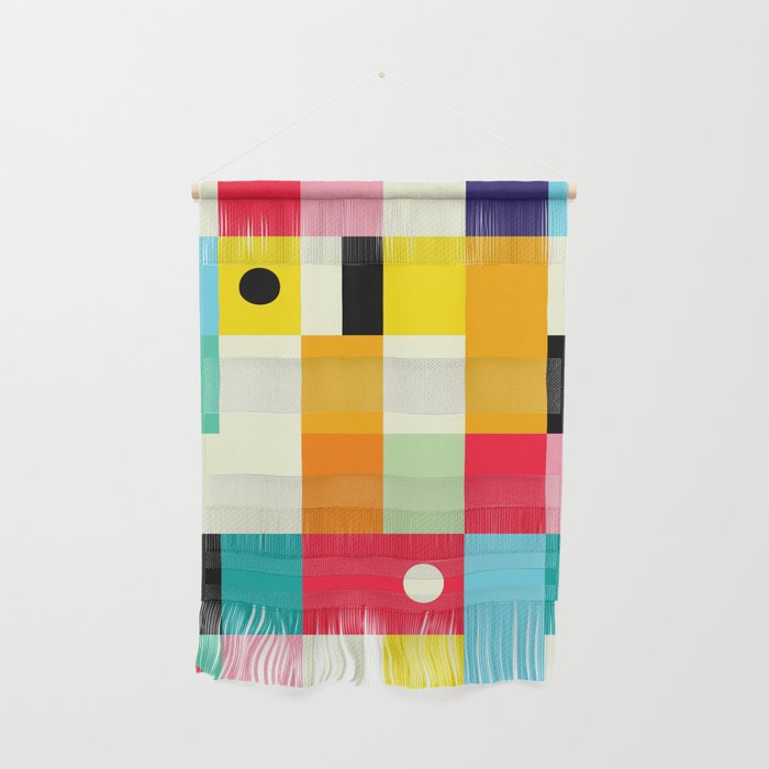 Geometric Bauhaus Pattern | Retro Arcade Video Game | Abstract Shapes Wall Hanging