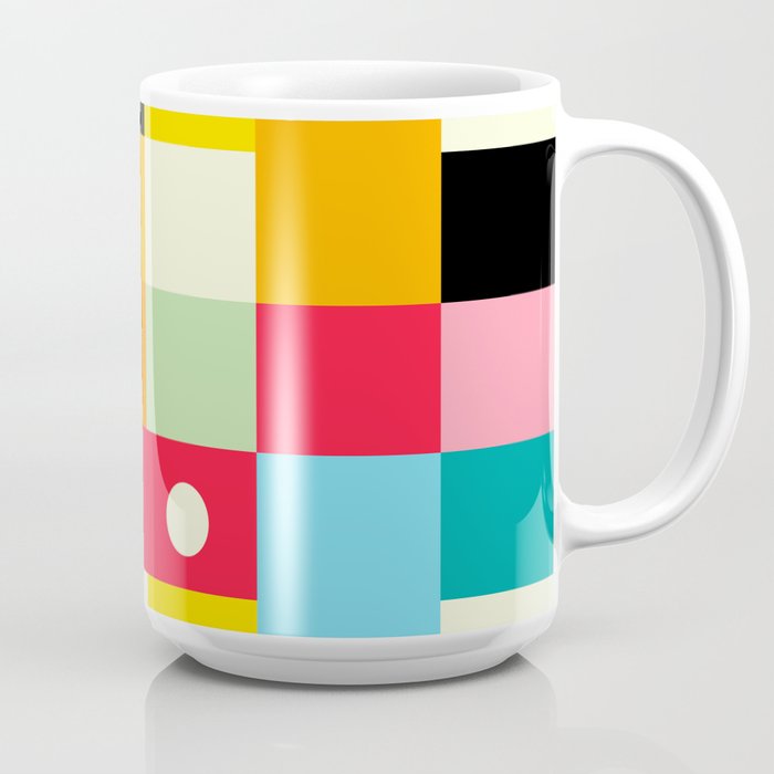 Geometric Bauhaus Pattern | Retro Arcade Video Game | Abstract Shapes Coffee Mug