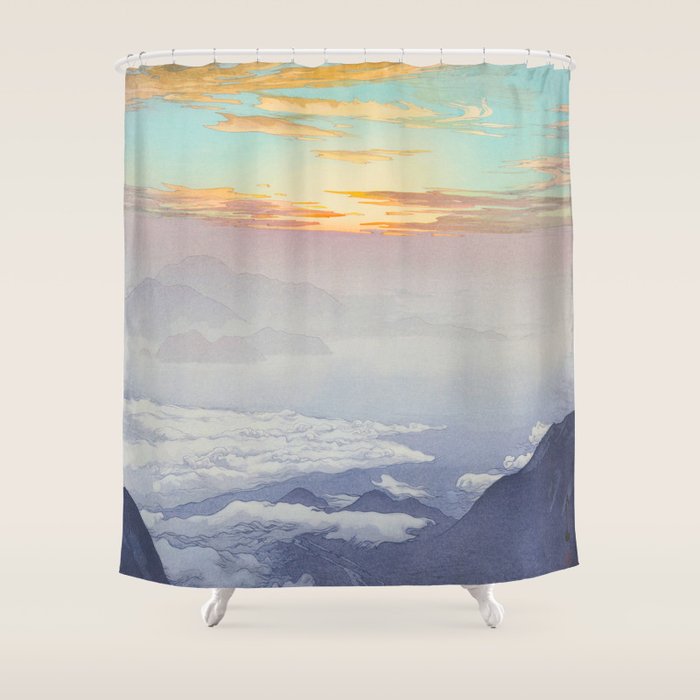 Sea Of Clouds (Unkai, Ho-O-San) Hiroshi Yoshida Modern Japanese Woodblock Print Shower Curtain