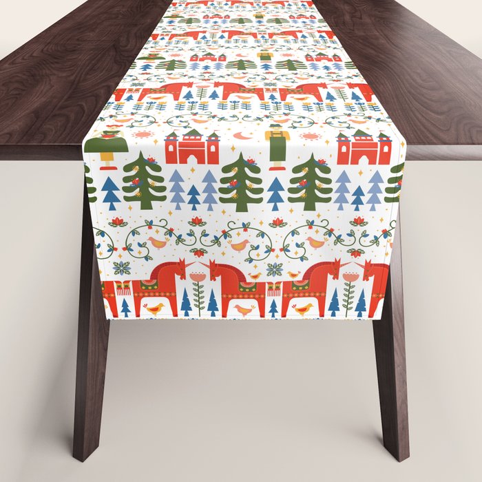 Scandinavian Fairytale - Green + Red Table Runner