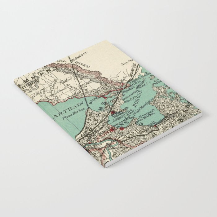 Vintage Map Of Lake Pontchartrain (1887) Notebook