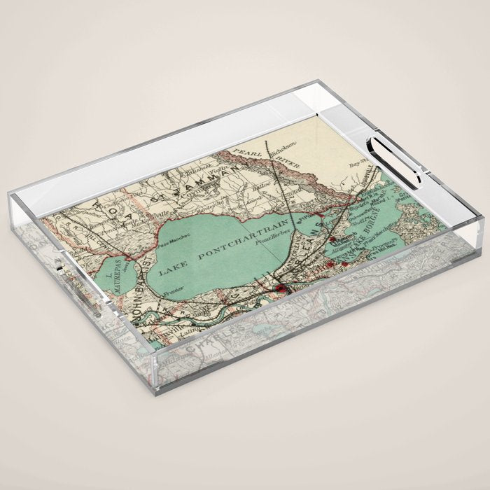 Vintage Map Of Lake Pontchartrain (1887) Acrylic Tray