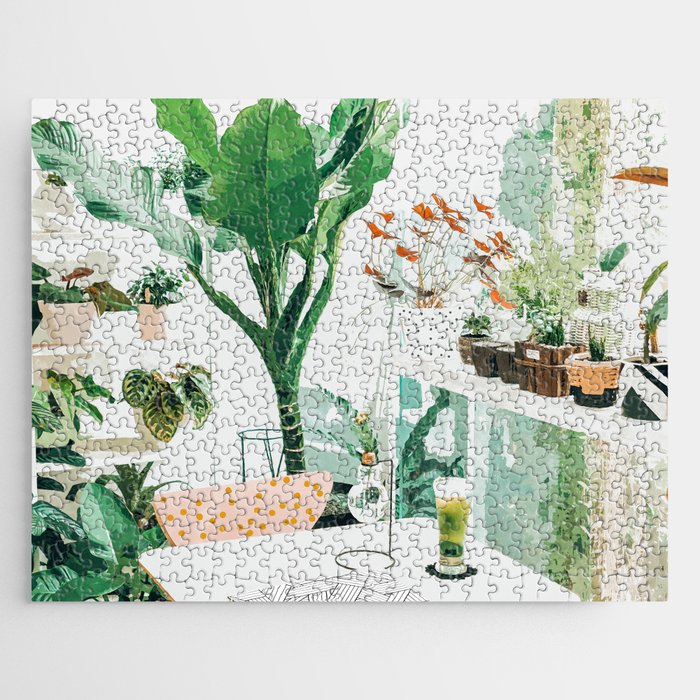 Junglow, Urban Jungle Botanical Home Decor, Tropical Plants Interior Design Plant Lady Painting Jigsaw Puzzle