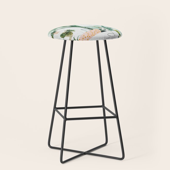 Junglow, Urban Jungle Botanical Home Decor, Tropical Plants Interior Design Plant Lady Painting Stool