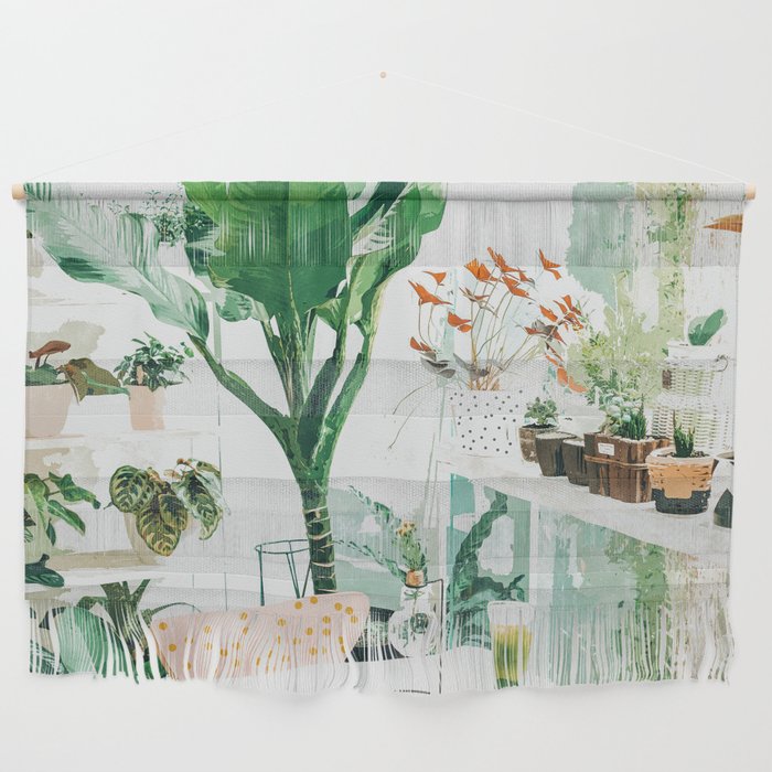 Junglow, Urban Jungle Botanical Home Decor, Tropical Plants Interior Design Plant Lady Painting Wall Hanging