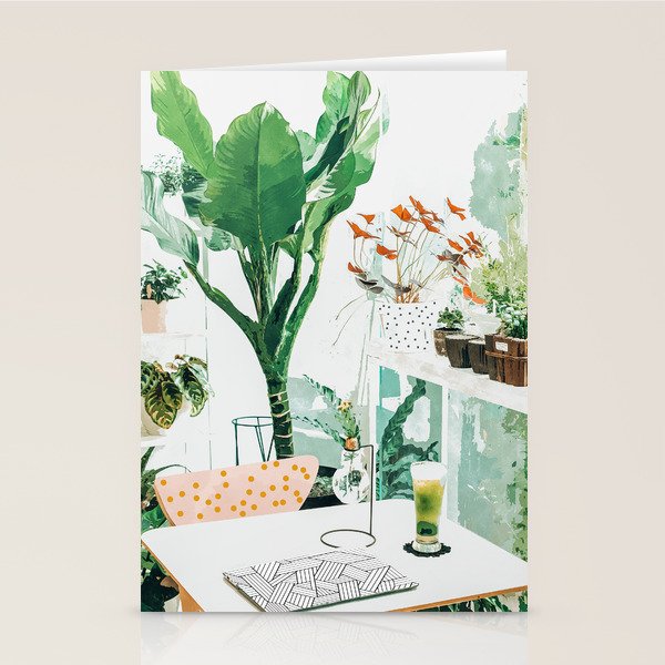 Junglow, Urban Jungle Botanical Home Decor, Tropical Plants Interior Design Plant Lady Painting Stationery Card