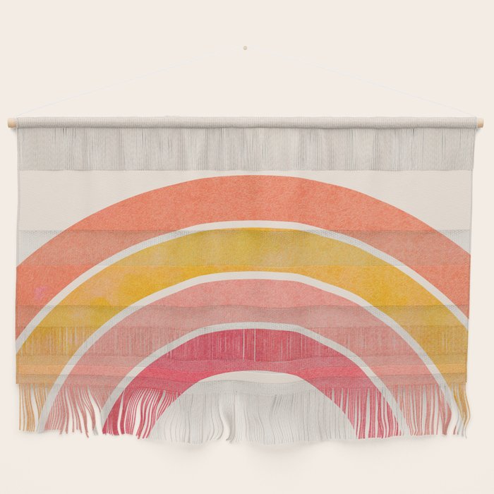 Whimsical Vintage Rainbow Waves Wall Hanging
