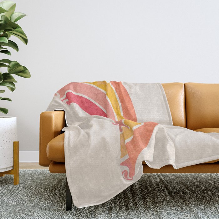 Whimsical Vintage Rainbow Waves Throw Blanket