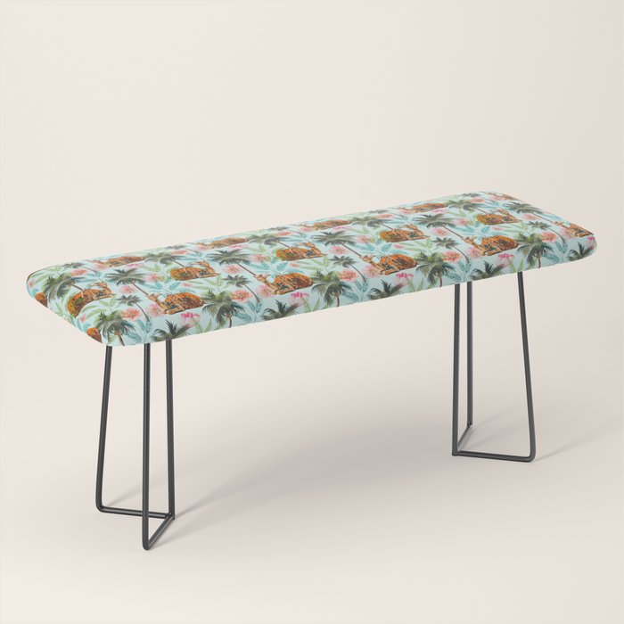 Camel Ride, Modern Bohemian Eclectic Animals, India Culture Travel Palm Desert Painting Bench