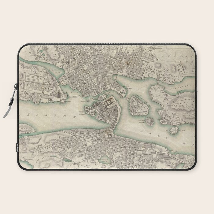 Vintage Map Of Stockholm Sweden (1838) Laptop Sleeve