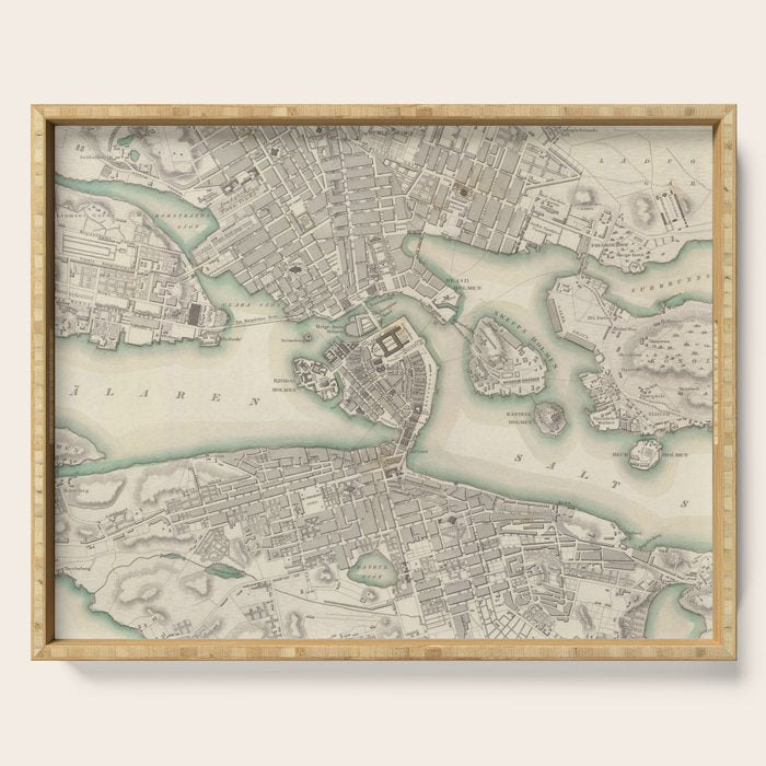 Vintage Map Of Stockholm Sweden (1838) Serving Tray