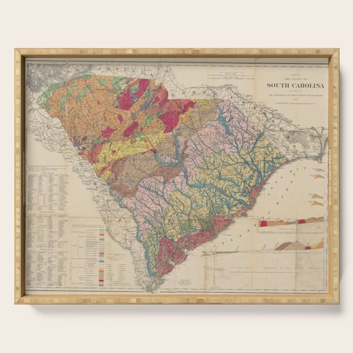 Vintage Geological Map Of South Carolina (1883) Serving Tray
