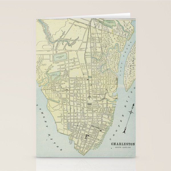 Vintage Map Of Charleston Sc (1901) Stationery Card