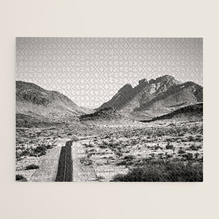 The Lost Highway Iii Black & White Jigsaw Puzzle