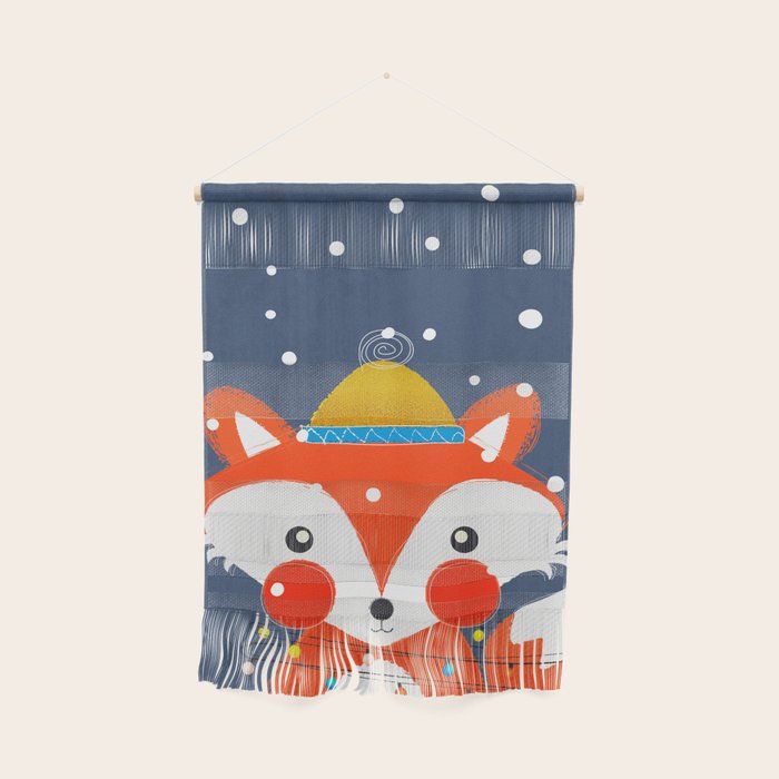 Cute Christmas Fox In The Snow Wall Hanging
