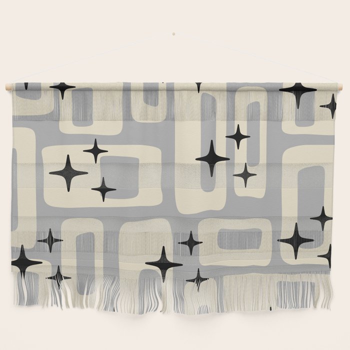 Retro Mid Century Modern Abstract Pattern 576 Gray Black Wall Hanging
