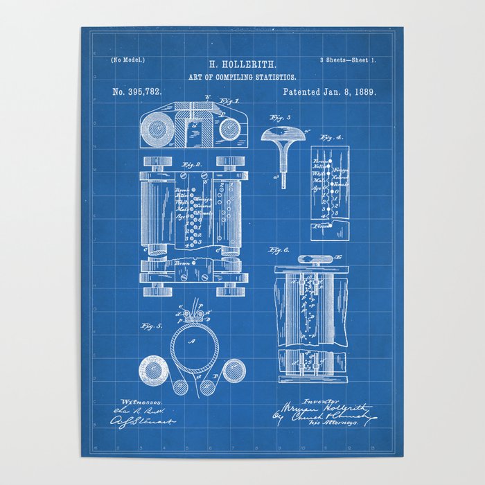 First Computer Patent - Technology Art - Blueprint Poster