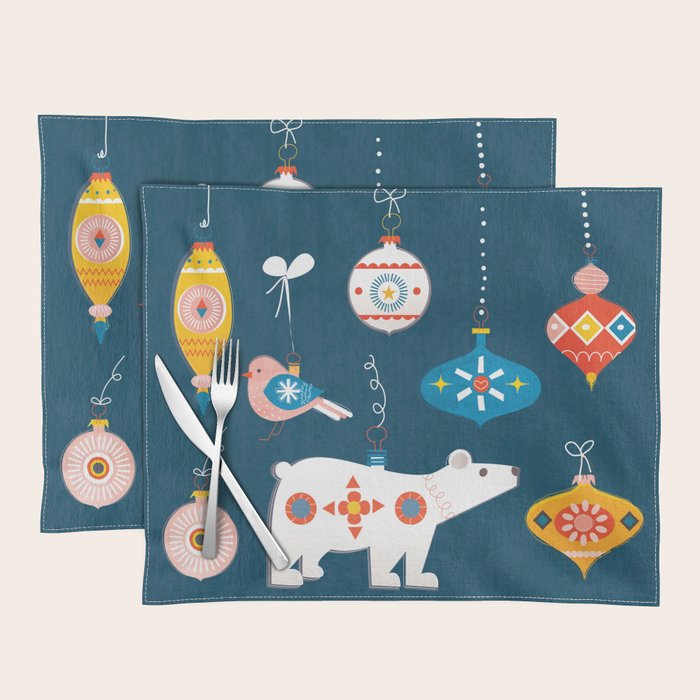 Christmas Retro Decorations No2 Placemat