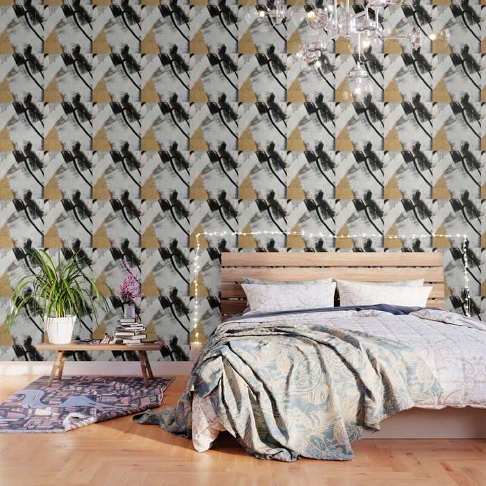 Armor [9]: A Minimal Abstract Piece In Black White And Gold By Alyssa Hamilton Art Wallpaper