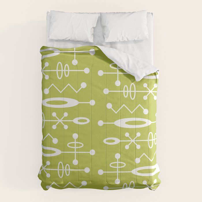 Mid Century Modern Radioactive Surfer 251 Chartreuse Comforter