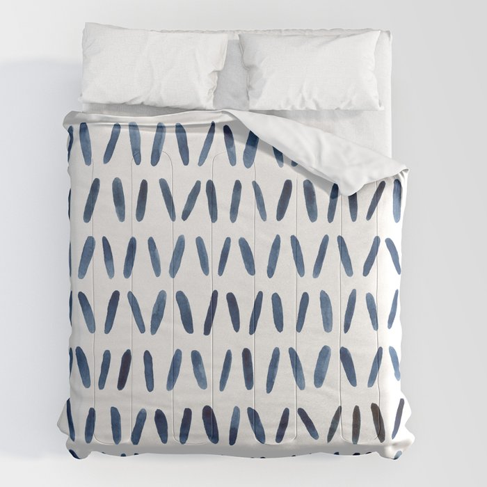 Strokes Pattern | Indigo Watercolor Painting Comforter