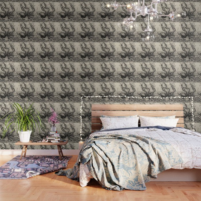 The Octopus; Or, The âDevil-Fishâ - Henry Lee - 1875 Giant Octopus Sinking Ship Wallpaper
