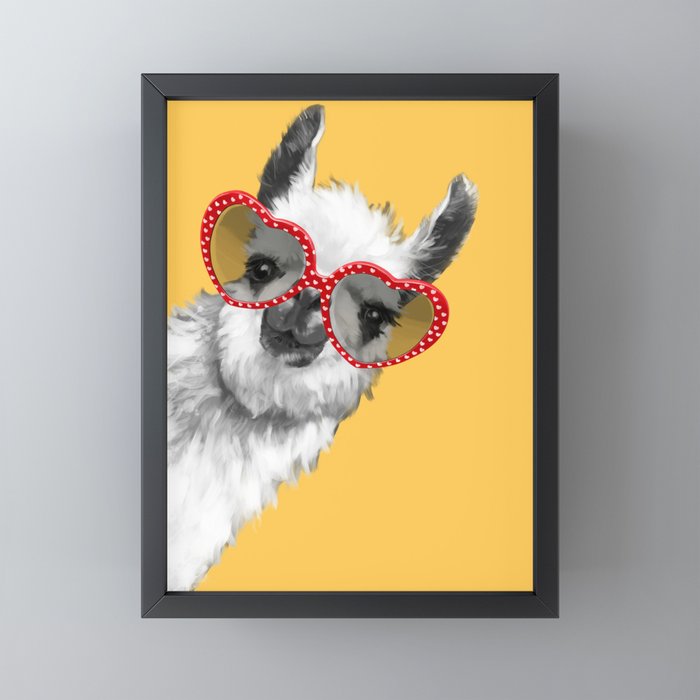 Fashion Hipster Llama With Glasses Mini Art Print