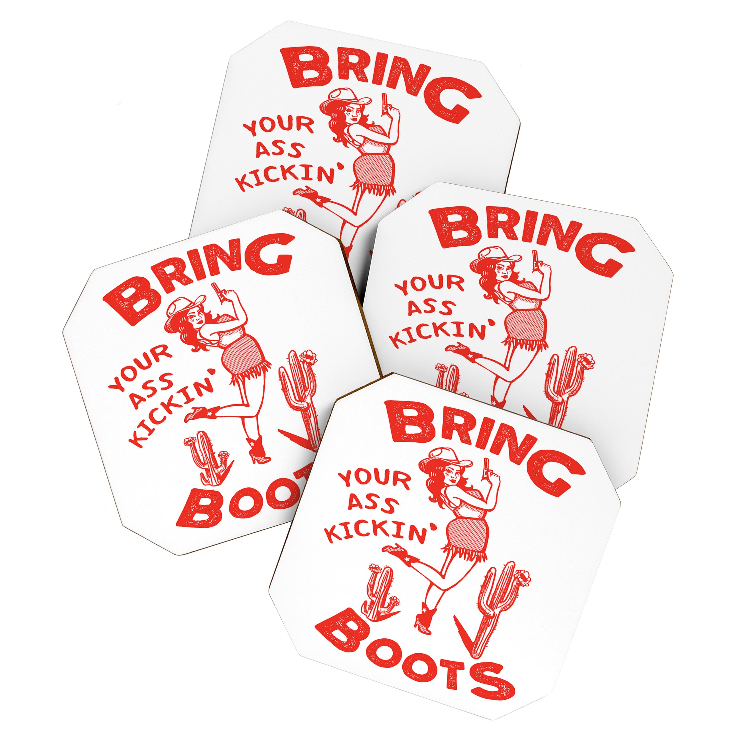 Bring Your Ass Kicking Boots! Cute & Cool Retro Cowgirl Design Coaster