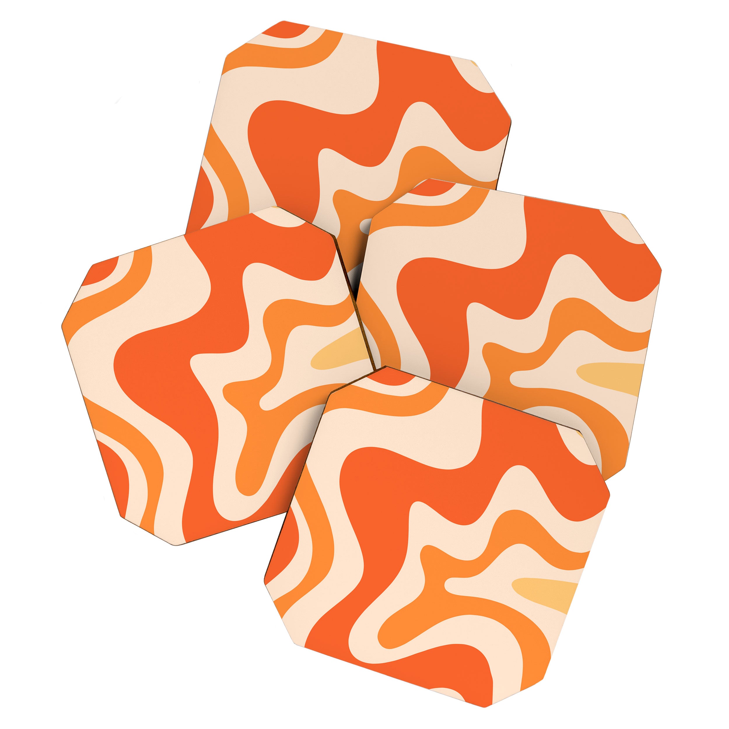 Tangerine Liquid Swirl Retro Abstract Pattern Coaster