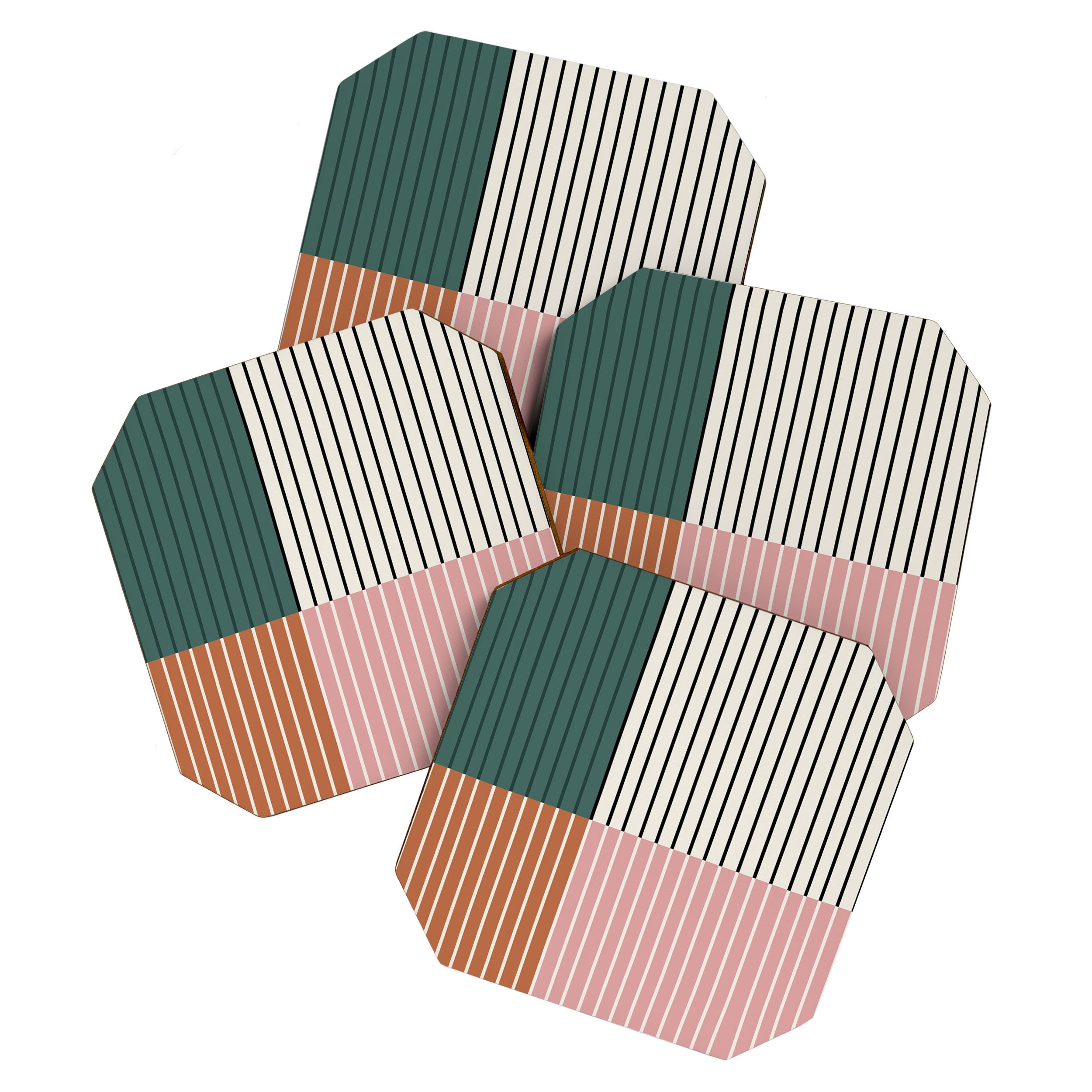 Color Block Line Abstract V Colorful Retro Coaster