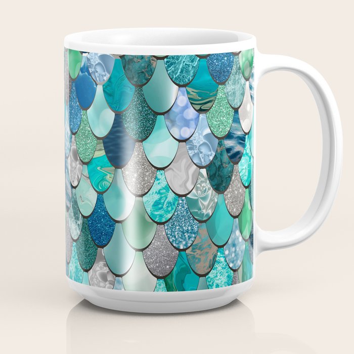 Mermaid Art, Sea,Teal, Mint, Aqua, Blue Coffee Mug