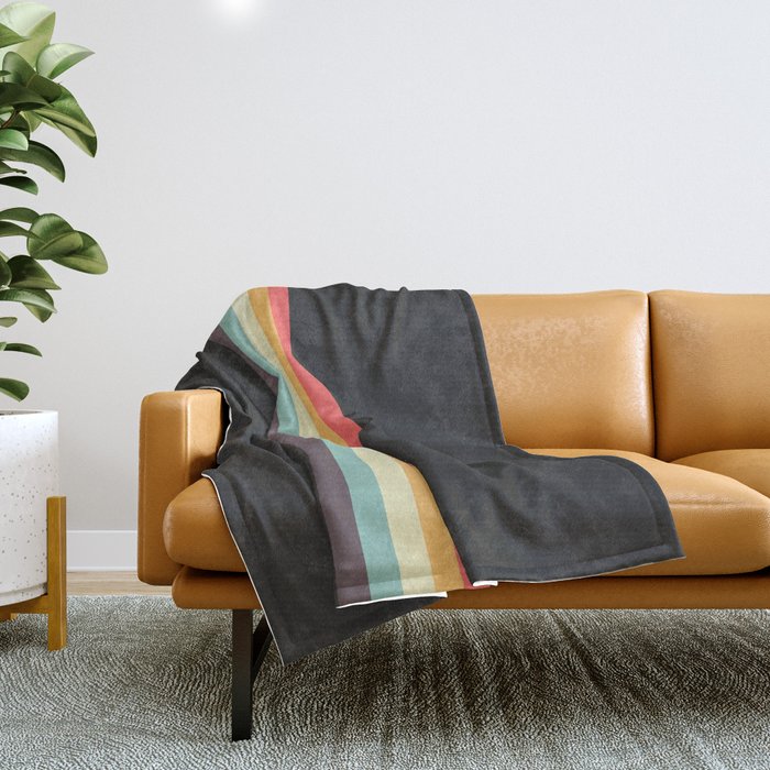 Minimal Classic Rainbow Retro Stripes - Tipua Throw Blanket
