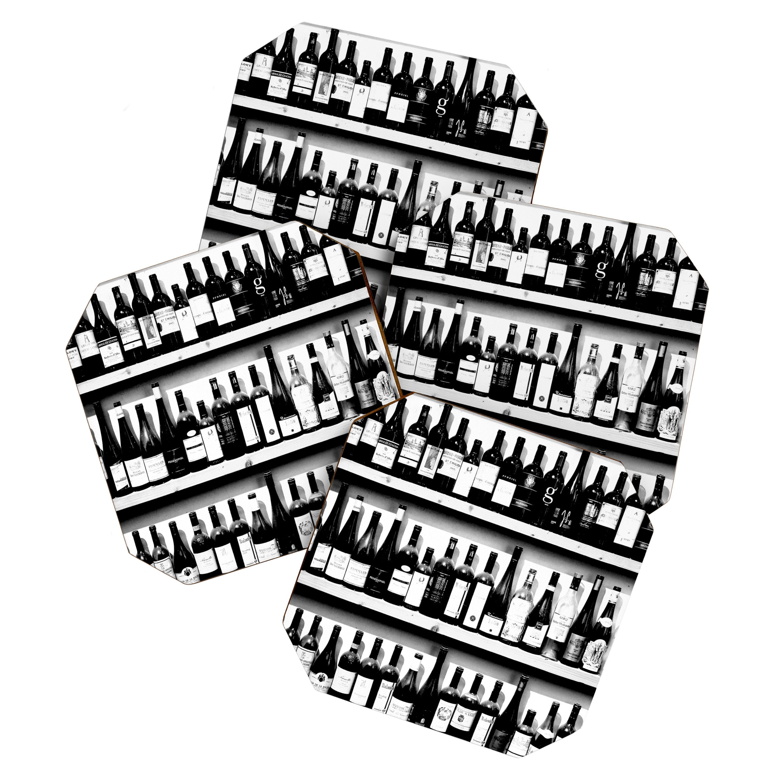 Wine Bottles In Black And White #Decor #Homestorie #Buyart Coaster