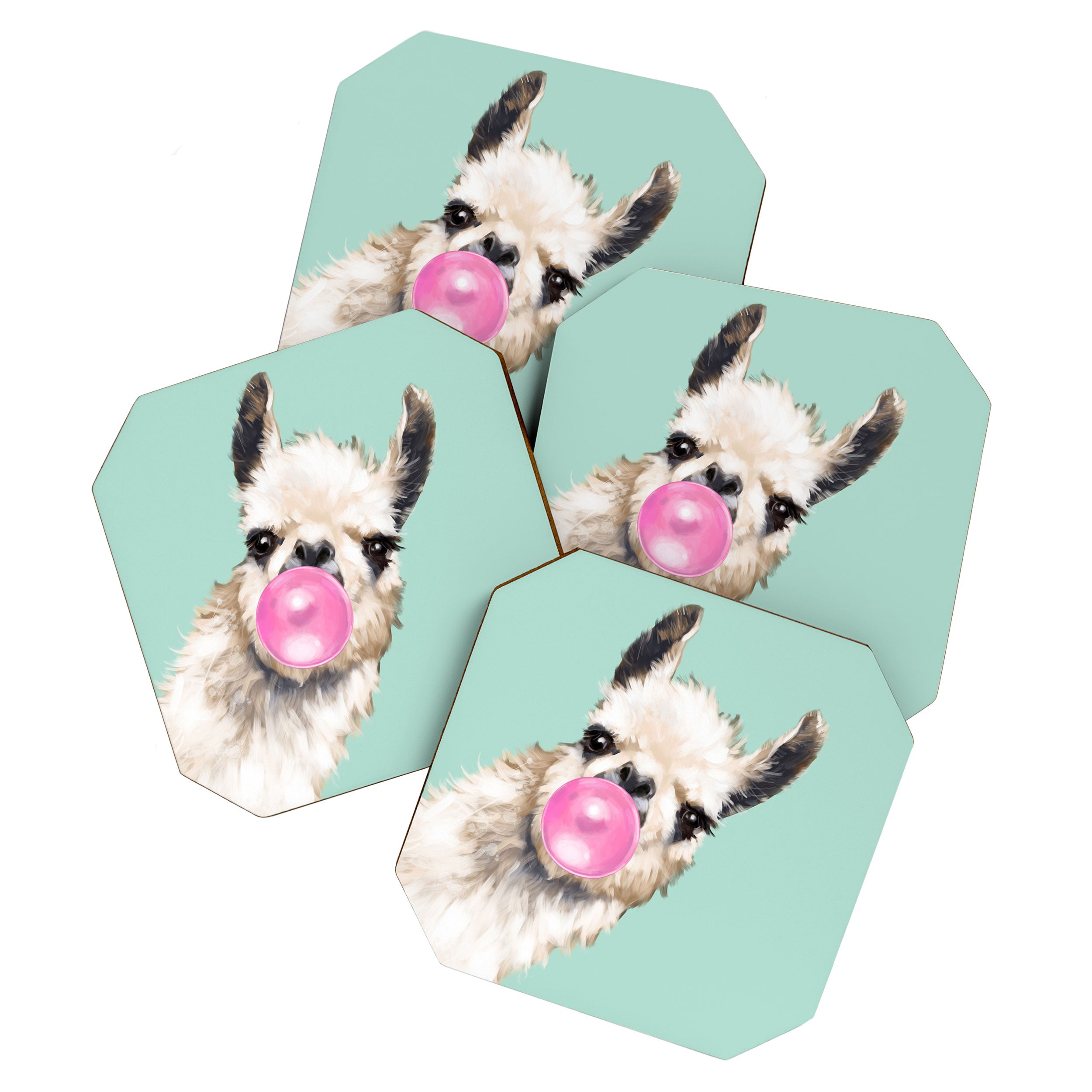 Bubble Gum Sneaky Llama In Green Coaster