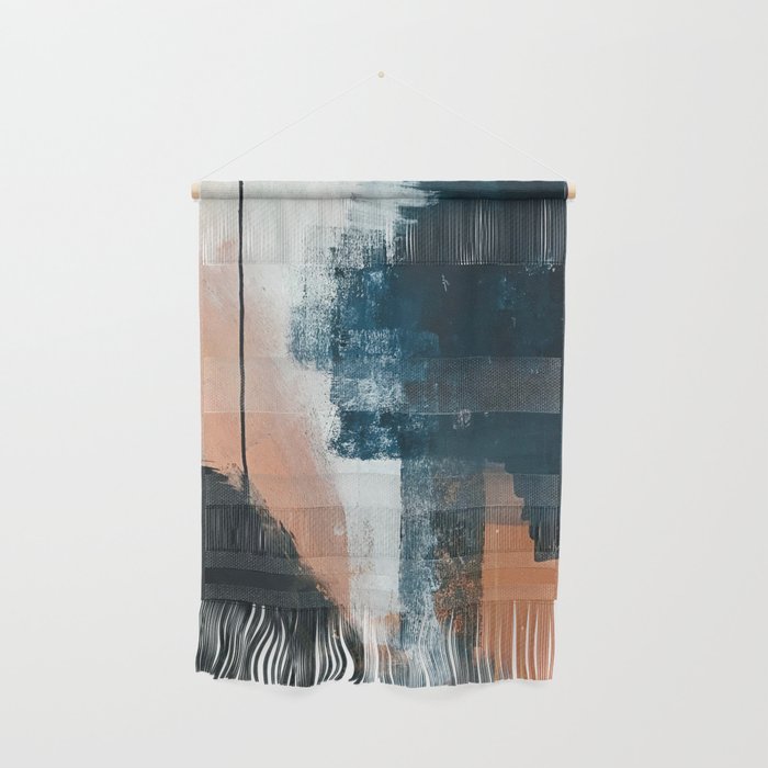 Vienna: A Minimal, Abstract Mixed-Media Piece In Pinks, Blue, And White By Alyssa Hamilton Art Wall Hanging