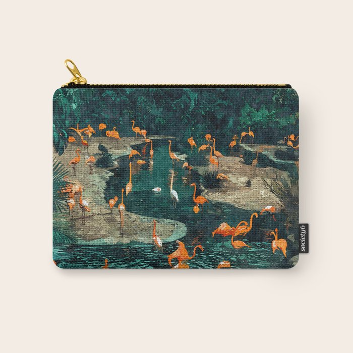 Flamingo Creek #Flamingo #Tropical #Illustration Carry All Pouch