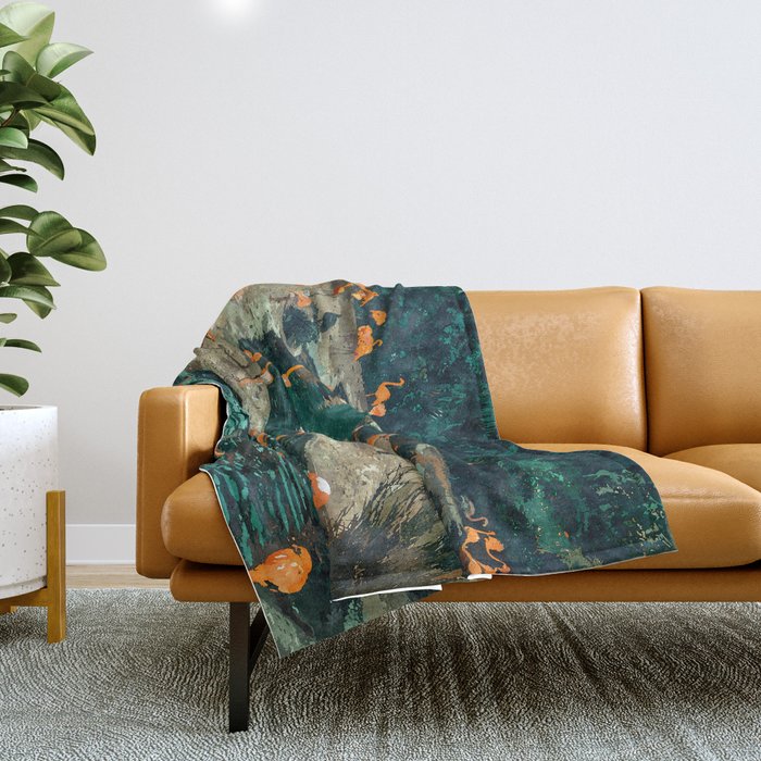 Flamingo Creek #Flamingo #Tropical #Illustration Throw Blanket