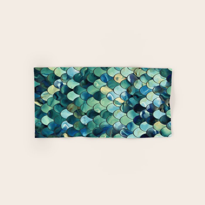 Mermaid Art, Sea Green, Ocean Blue Bath Towel
