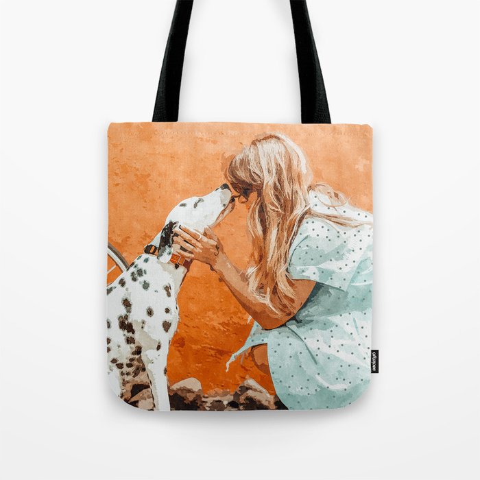 Pet Bound | Dalmatian Dog Lover Friendship Companion | Modern Bohemian Woman Puppy Animals Love Tote Bag