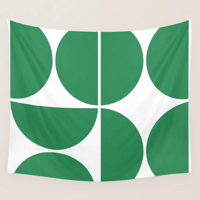 Mid Century Modern Green Square Wall Tapestry