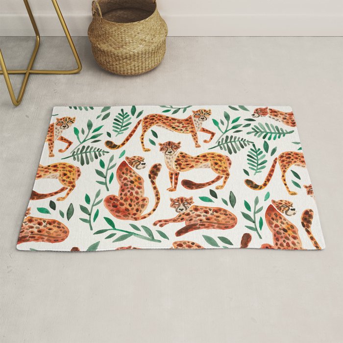 Cheetah Collection - Orange & Green Palette Rug
