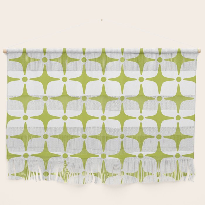 Mid Century Modern Star Pattern Chartreuse Green Wall Hanging