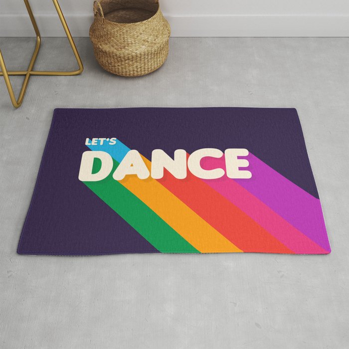 Rainbow Dance Typography- Let'S Dance Rug