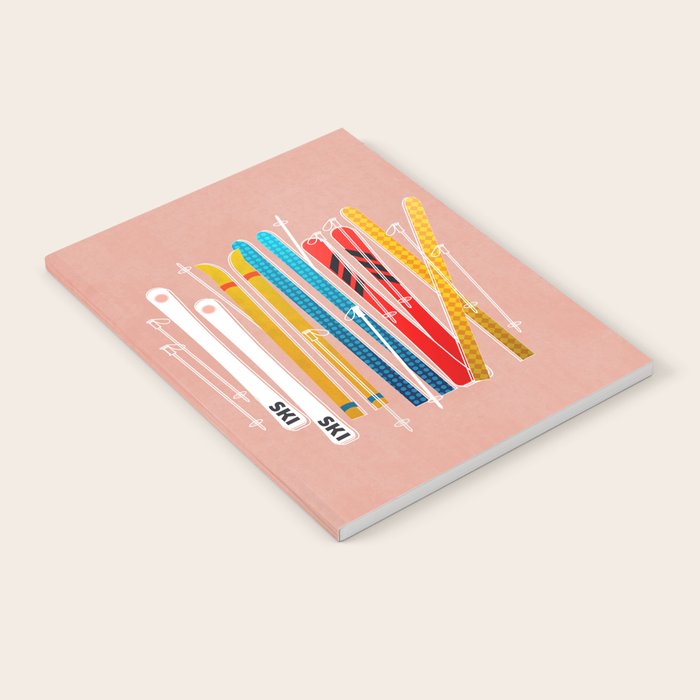 Colorful Ski Illustration And Pattern No 2 Notebook