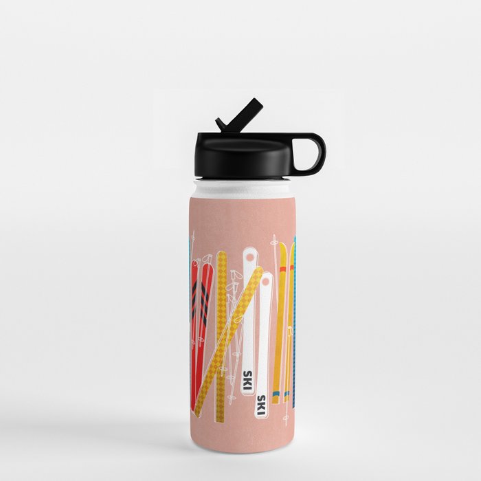 Colorful Ski Illustration And Pattern No 2 Water Bottle