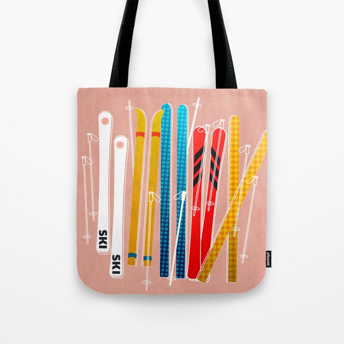 Colorful Ski Illustration And Pattern No 2 Tote Bag