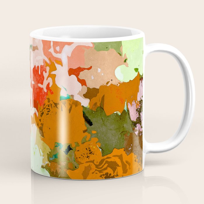 Velvet Floral, Summer Eclectic Botanical Blossom Blush Painting, Nature Colorful Garden Illustration Coffee Mug